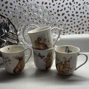 Lenox Butterfly Meadow Bunny mugs, set of four.